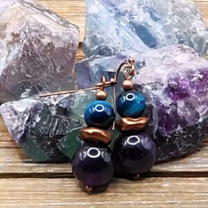 Amethyst, Apatite and Copper Drop Earrings